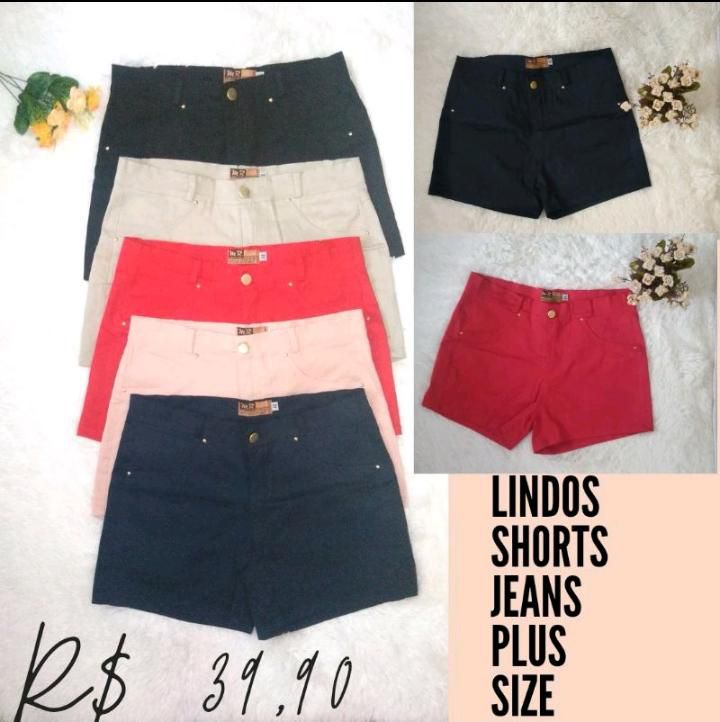 short jeans plus size com lycra
