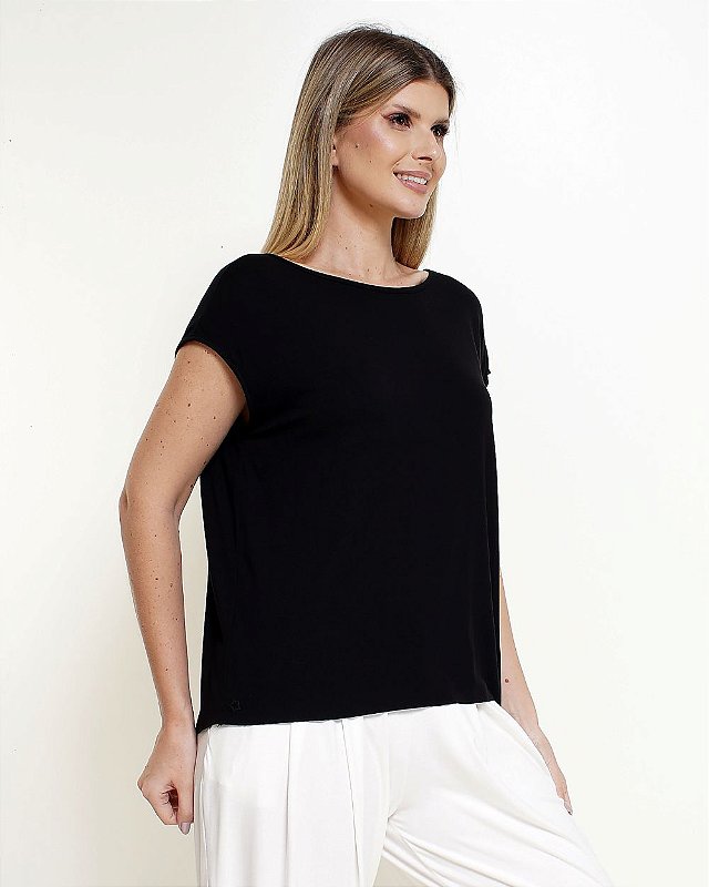 Blusa Básica Feminina em Viscolycra - Diagonal