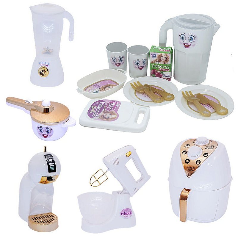 Kit Menina Princesa Jantar Panela Café Bolo Air Fryer 17pç - Click