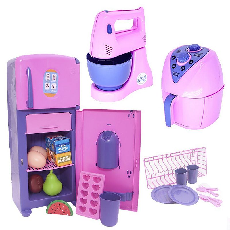Cozinha Infantil Menino Eletro Panela Comida Brinquedo 10pç