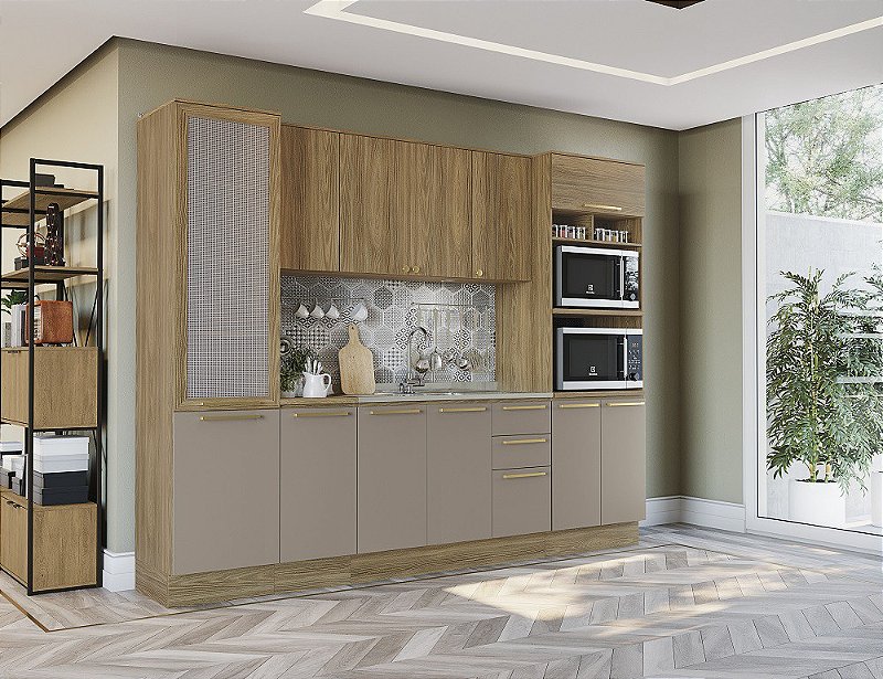 Cozinha Modulada 07 Pçs - Linha Botanic - Nogueira / Fendi