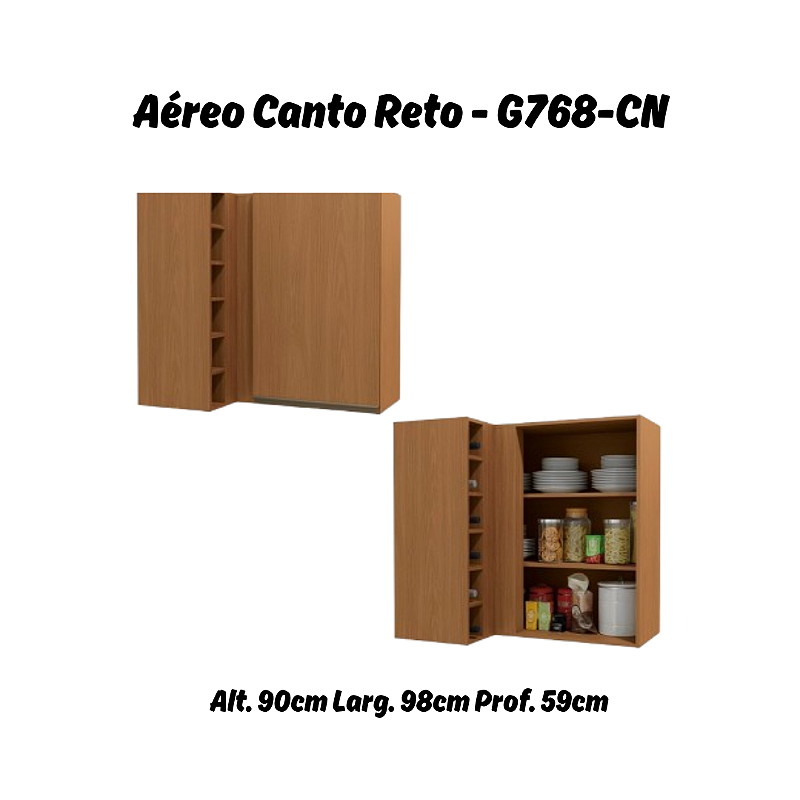 Aéreo 01 Porta Canto Reto - Ref. G768 - Canela - Linha Maxxi