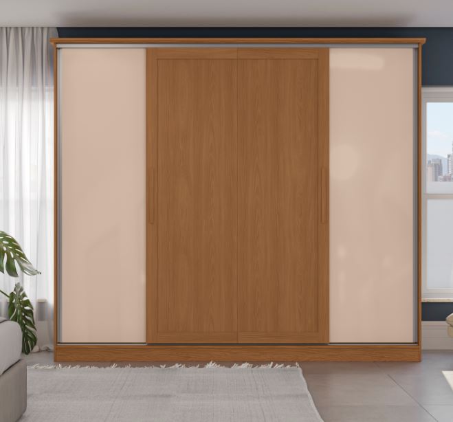 Roupeiro 04 Portas de Correr 04 Gavetas - Ref. N565 - Canela