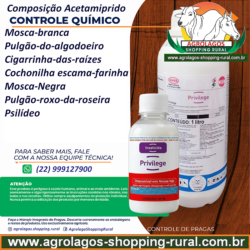 Inseticida Privilege 100 ml - Composição Acetamiprido - Agrolagos