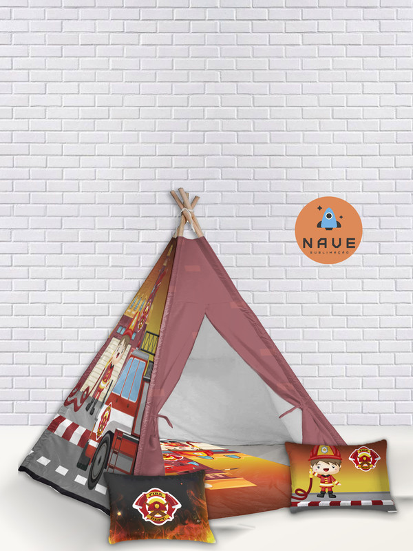 CABANINHA/TENDA/TOCA INFANTIL PARA FESTA DO PIJAMA BOMBEIRO - Nave  Sublimação