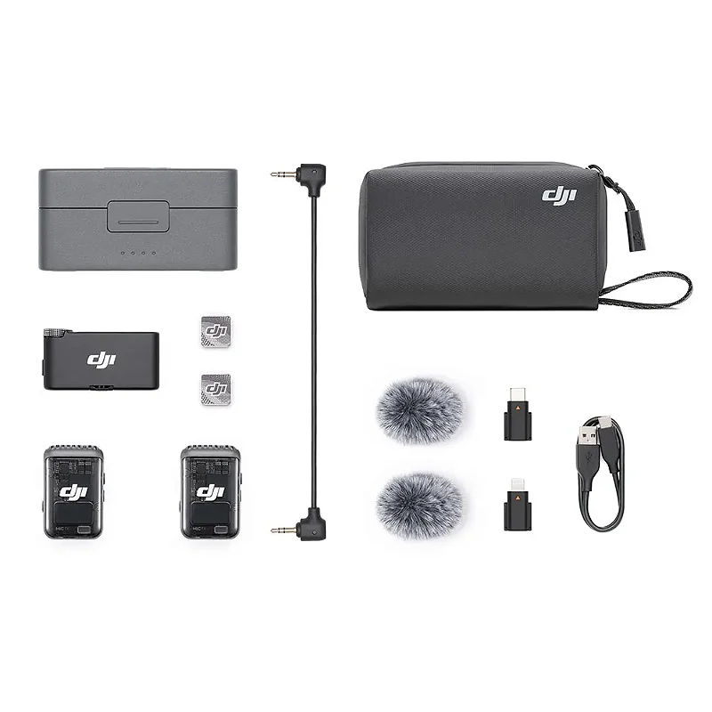 Microfone DJI Mic 2 (2 TX Microfone + 1 RX Receptor + 1 Case de