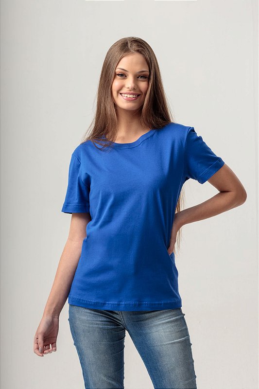 CAMISA DE MALHA FEMININA AZUL ROYAL - Loja Baziko