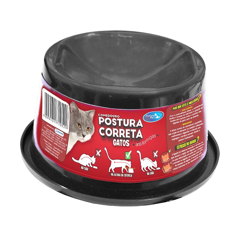 Comedouro Postura Correta para Gatos - Black