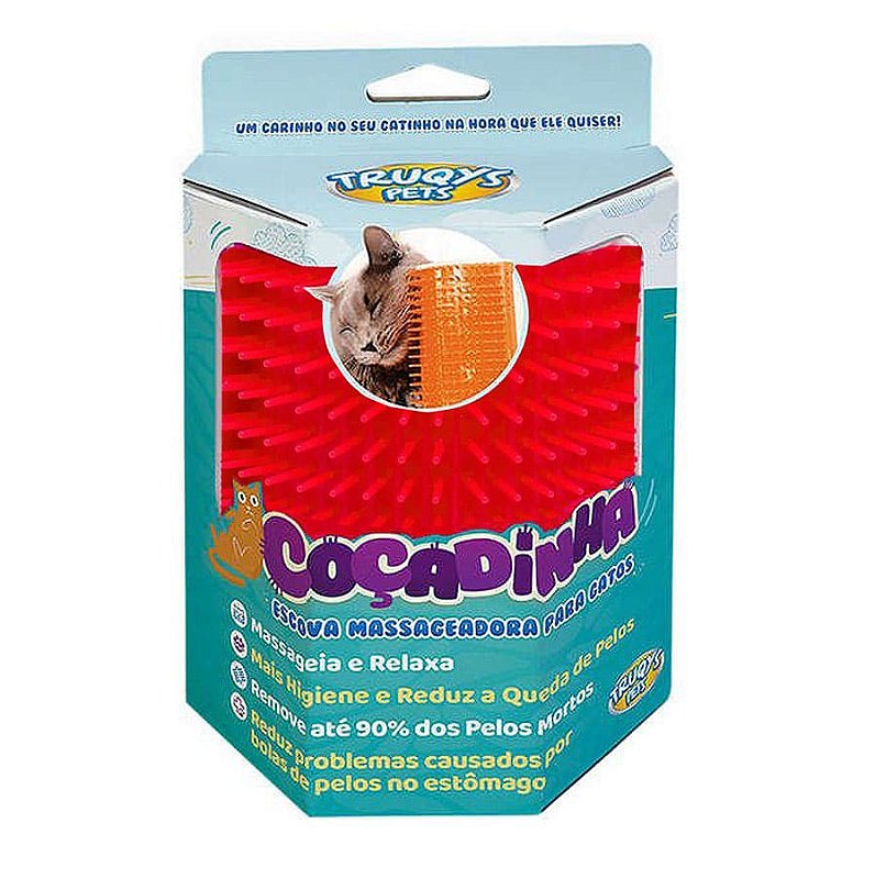 Escova Massageadora Coçadinha para Gatos - Vermelha