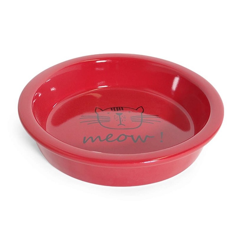 Comedouro Porcelana Meow para Gatos - Vermelho