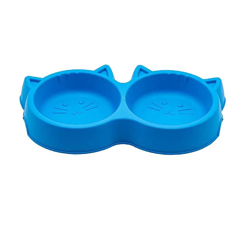 Comedouro Bebedouro Luxo para Gatos - Azul
