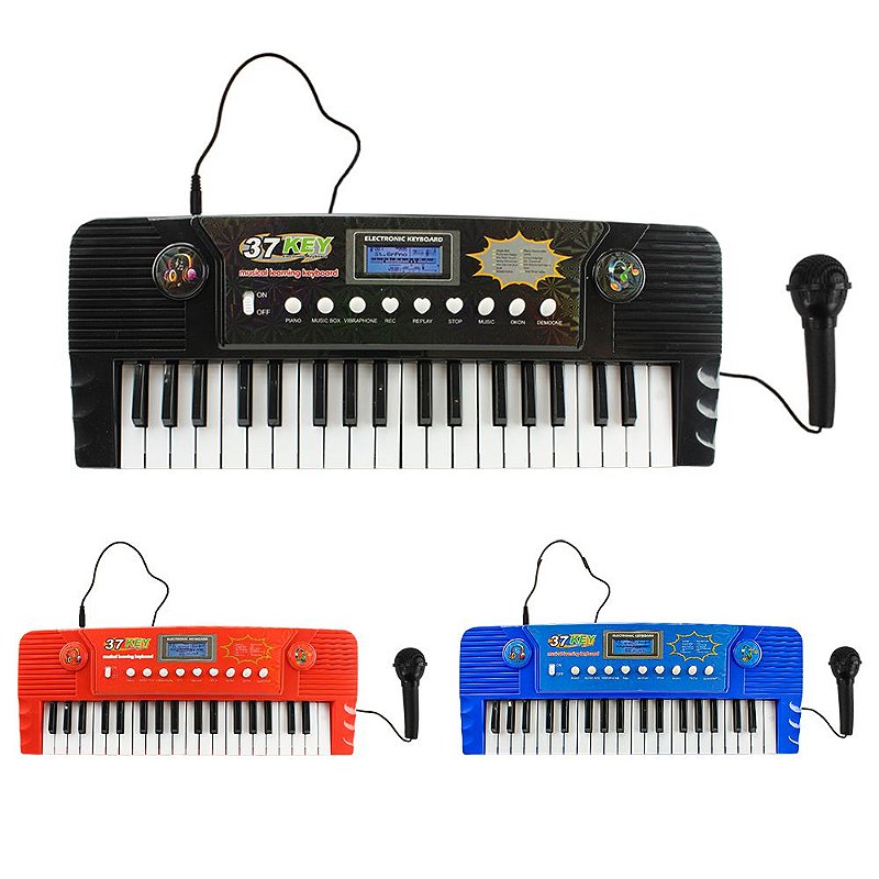 Brinquedo Teclado Piano Musical Infantil Com Microfone Karaokê 37 Teclas(Verde)  - Toy king no Shoptime