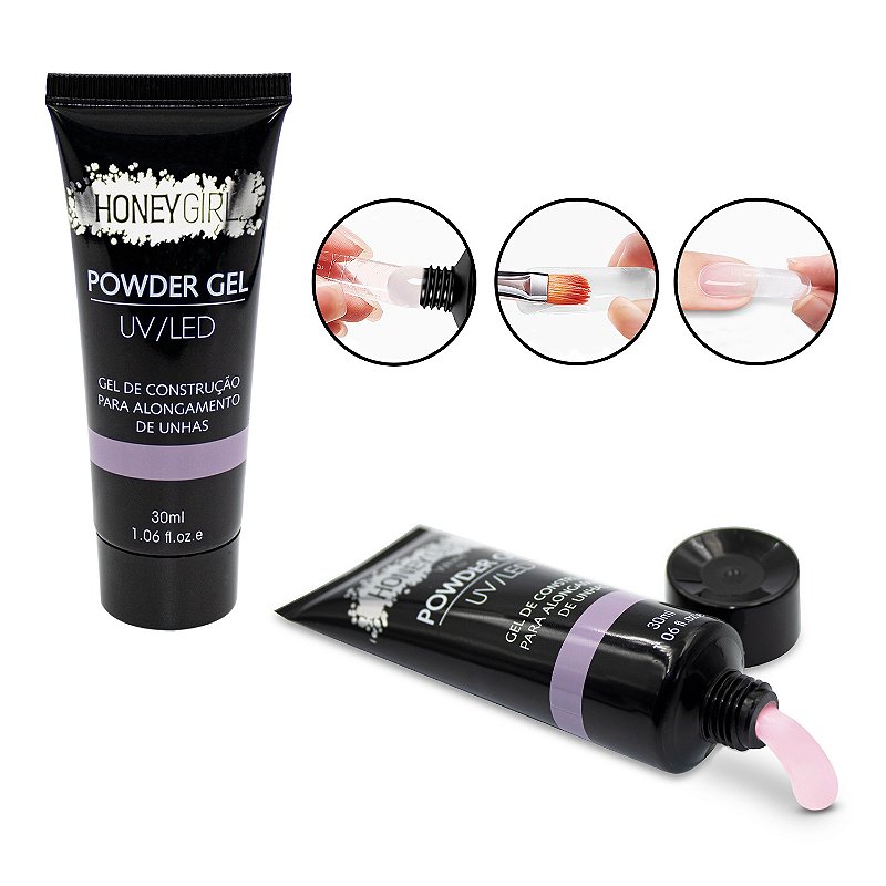 Polygel Powder Gel Construção Unhas Honey Girl LED UV, 30ml - Arte ...