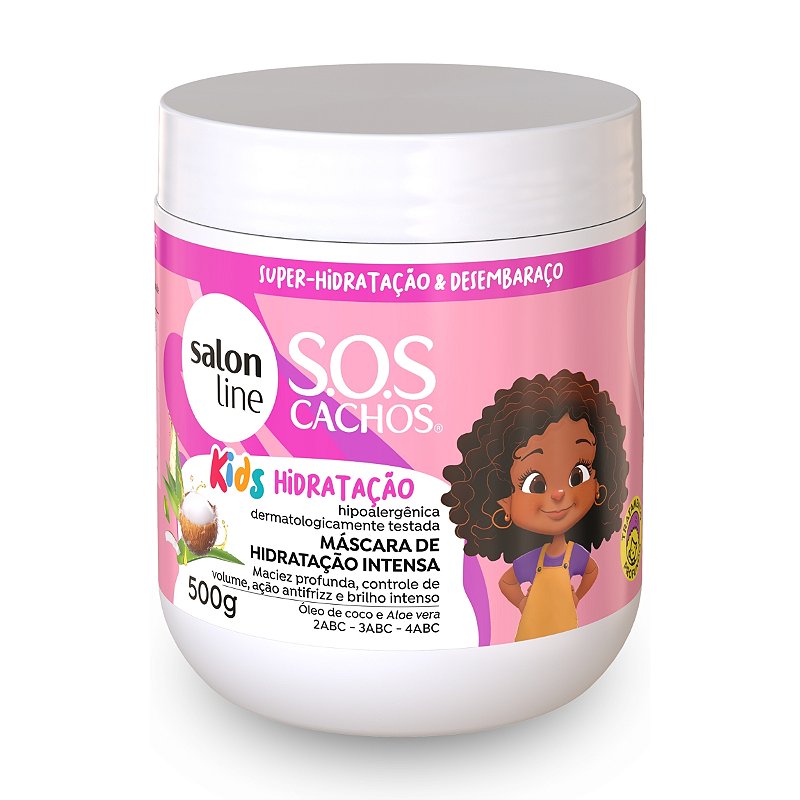 MÁSCARA CAPILAR DE HIDRATAÇÃO INTENSA SOS CACHOS KIDS SALON LINE 500G