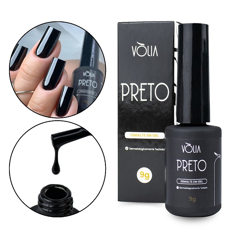 Esmalte em Gel Led/Uv Preto Alta Pigmentação Unhas 9g Vòlia - Arte ...