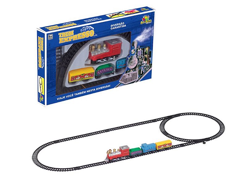 Pista Trem Locomotiva Vagões Trilho com 103,5cm Luz e Som – Maior Loja de  Brinquedos da Região