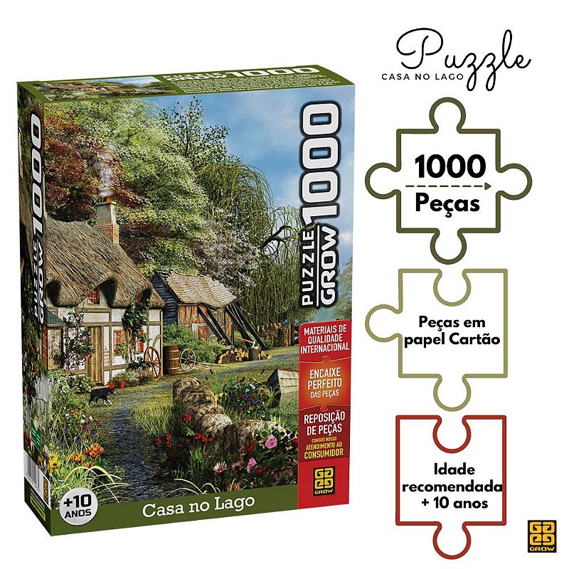 Puzzle Casa no Lago 1000 Peças - Grow - Paraná Plásticos Mega Store