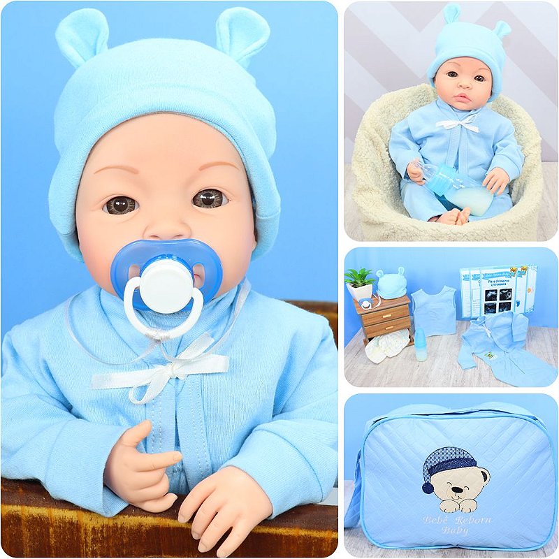 Boneca Bebê Mini Reborn Menino Com Manta Azul no Shoptime