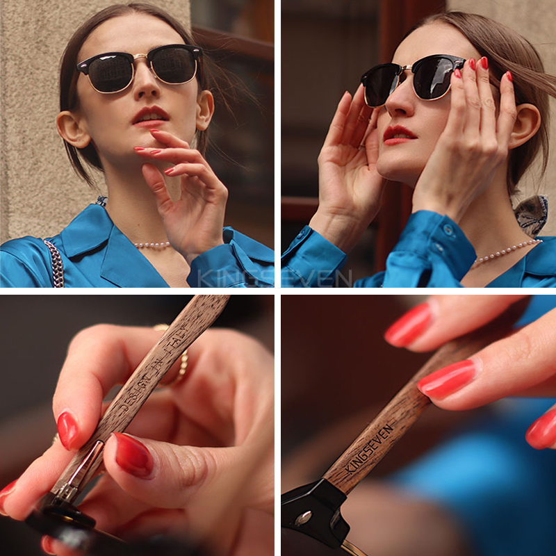 Óculos de sol Kingseven artesanal de madeira