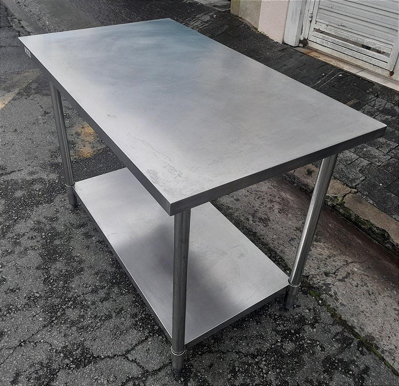 Mesa C/ prateleira 120cm. Usada Mesa Inox Usada Mesa 100 em Inox