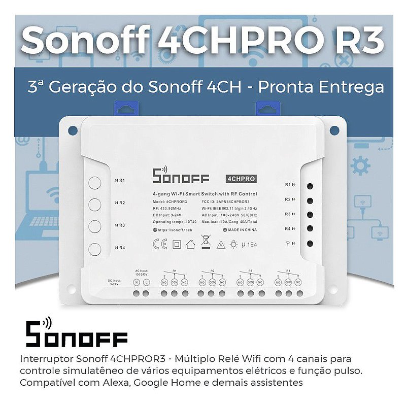 Sonoff Dual R3 2 Canais - Múltiplo Relé Wifi - 2 Canais Automação,  Iluminação, Motores, Persianas - Mania Smart - Automação Residencial