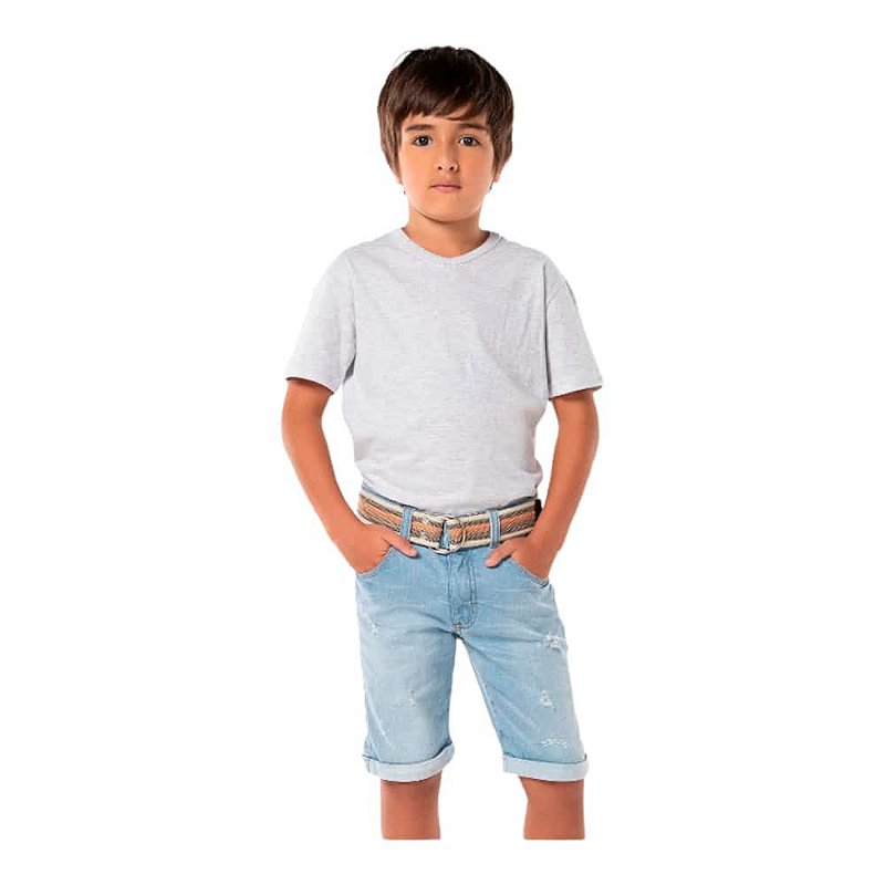 Bermuda Jeans Infantil Menino com Cós Regulável