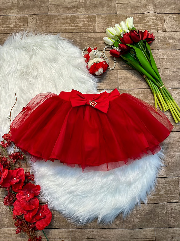 Saia Rodada Saia Tule Branca Infantil Cantinho Moda Kids Saia