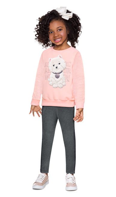 Conjunto Infantil de Moletom para Meninas Blusa + Calça - Milon - Alecrim  Kids