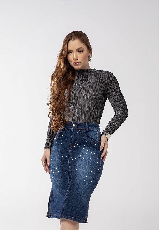 Saia de Estampa Azul Ref 15073