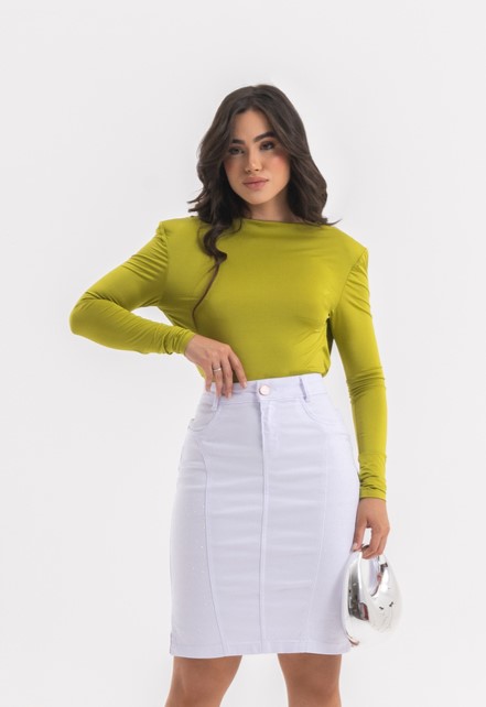 Saia Strass Lateral Branca Ref 15082