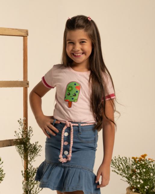 Saia Babado com Pince Juvenil Ref 2218