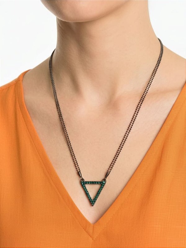 Colar Grafite Triângulo Verde