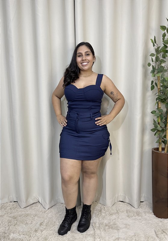 CONJUNTO CROPED E SHORT SAIA CARGO PLUS SIZE