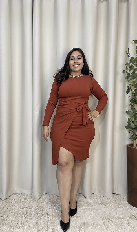 VESTIDO ENVELOPE CANELADO ALGODÃO