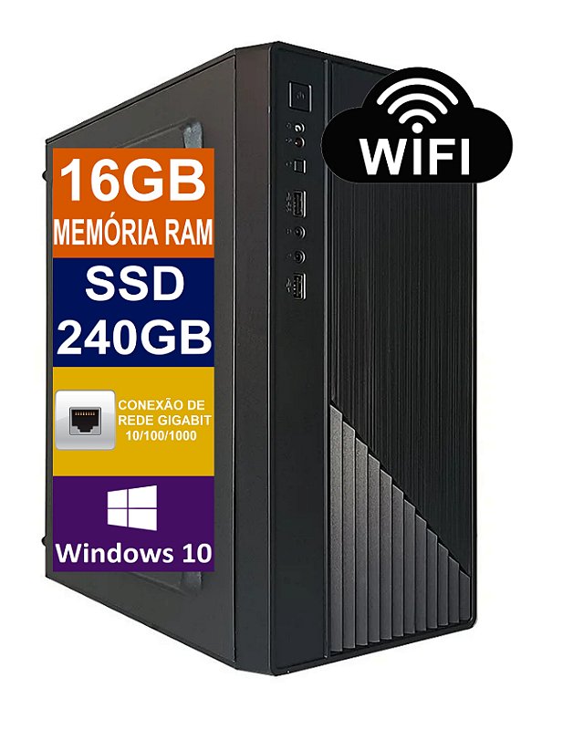 Pc Computador Cpu Intel Core I5 / 16GB Memória Ram / SSD 240GB M2 NVME /  Windows 10 Pro