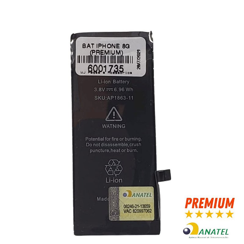 Apple Bateria Iphone 8 - Premium - W&J peças e acessórios