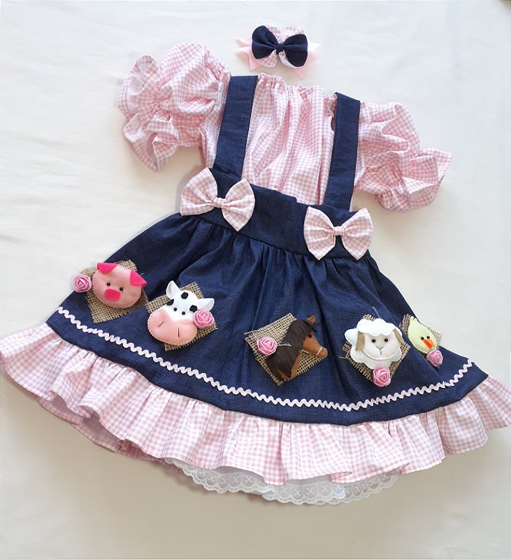 Vestido fazendinha hotsell rosa luxo