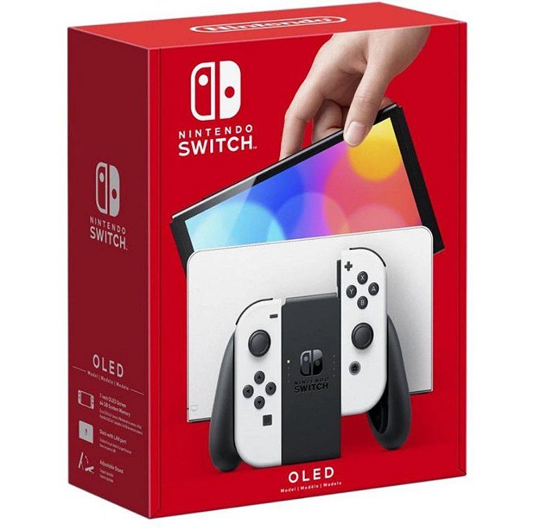 Console Nintendo Switch OLED Branco com 3 jogos de brinde - Loja