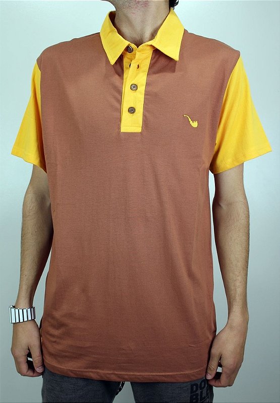 Camisa Blaze Polo Marrom/Amarelo - Loja beco