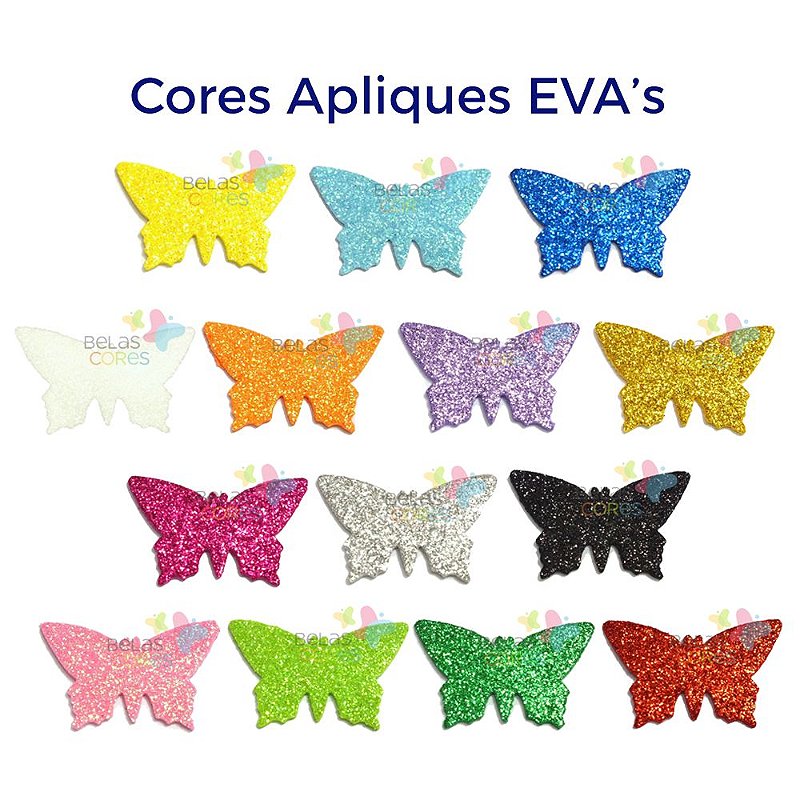 Borboleta Eva Glitter 4,5 Cm Bolo Fake 50 Unidades