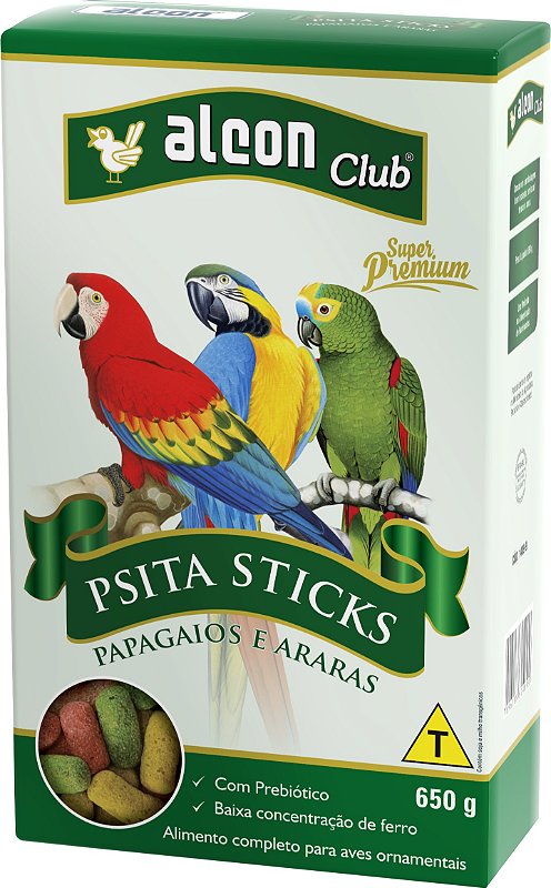 Ração Alcon Club Pássaros Psitacídeos Sticks Papagaio- 700g