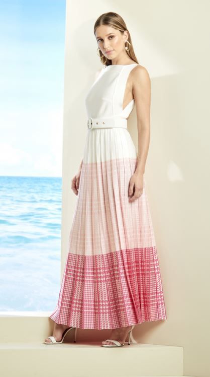 vestido longo xadrez