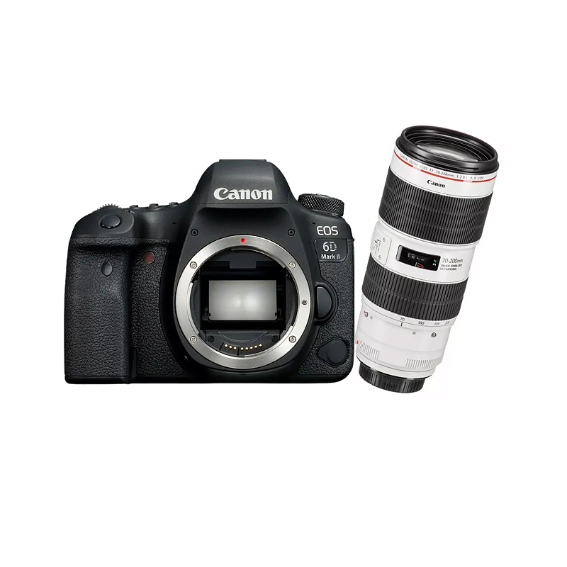 Aluguel kit canon dslr eos 6d mark ii + lente 70-200mm f/2.8l is