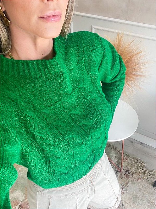 Blusa Mini Nervuras - Verde - DMartins Tricot