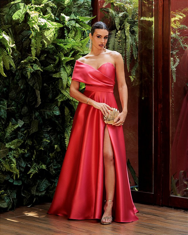 Madrinha Coral Vestido Longo SalmÃ£o Para Madrinha Vestido Salmão