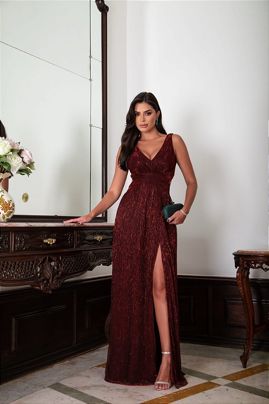 Dress Vestidos Da Moda Atual 2019 VESTIDO FESTA LONGO METALIZADO