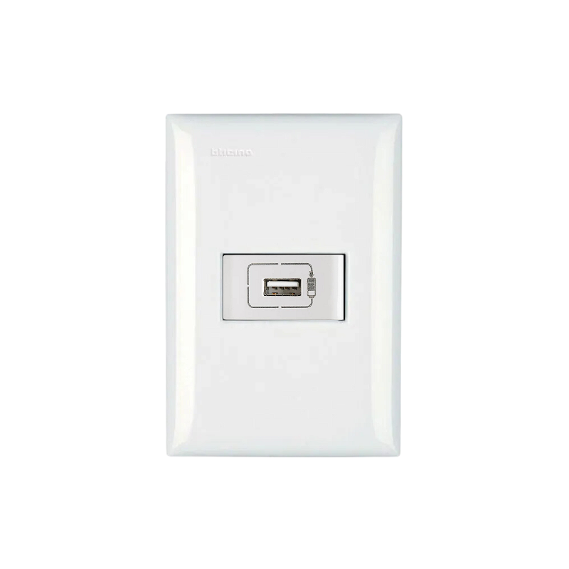 Conjunto 4x2 1 Carregador USB Tipo A 1100MA Branco - Thesi Bticino ...