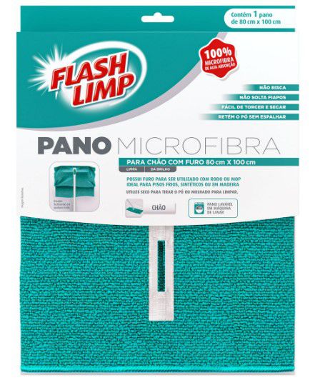 Pano Microfibra Para Chao Com Furo 80x100cm - Flashlimp -  construirvilaolimpia