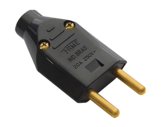 Plug Macho Preto (20A) 250V - 2P - construirvilaolimpia