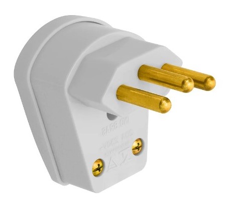 Plug Macho Triangular Saída Lateral Branco 250V (20A) - 2P+T ...